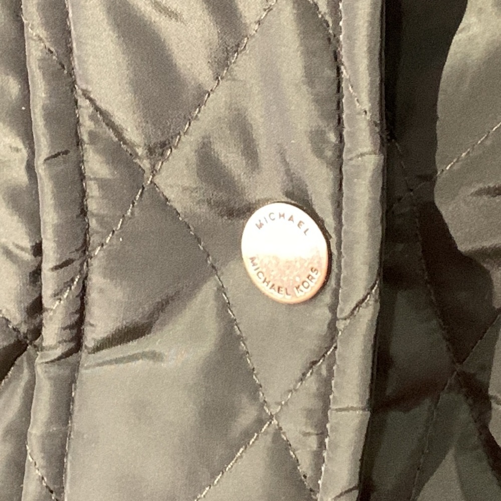 MICHAEL KORS Women's Quilted Jacket Size M. Olive Green Faux Fur Sherpa … - Picture 3 of 11